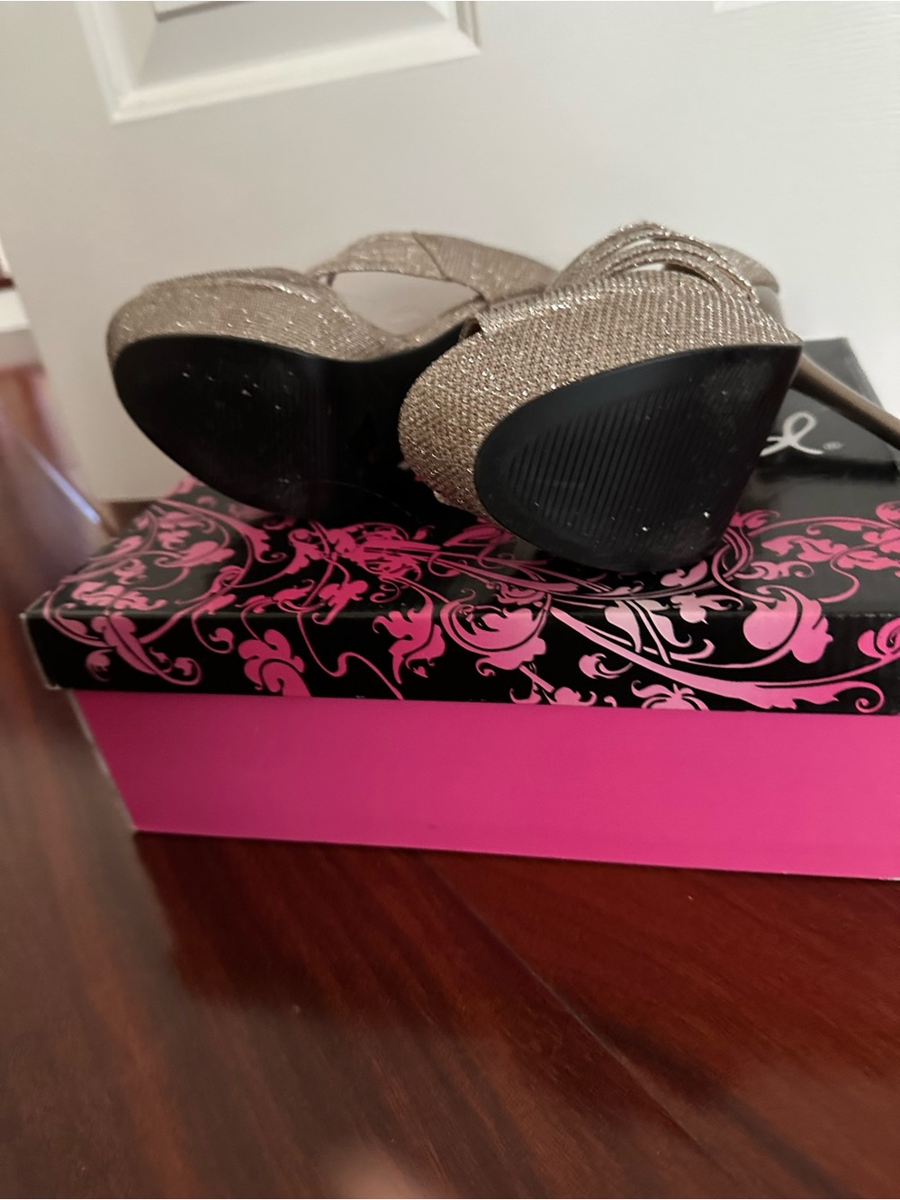 Glitter Platform Heels for Women - Champagne Sparkle
